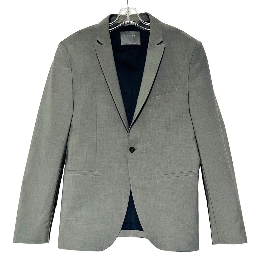 Zara Man Men's Line One Button Suit Blazer Coat Gray Size USA 22, EUR 55, MEX 54